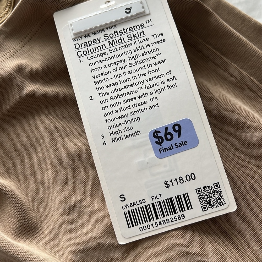 NWT Lululemon Drapey Softstreme Column Midi Skirt | Color: FILT | Size: Small - Picture 3 of 3